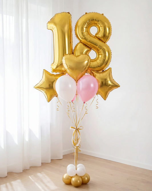 Bouquet de números gigantes con helio